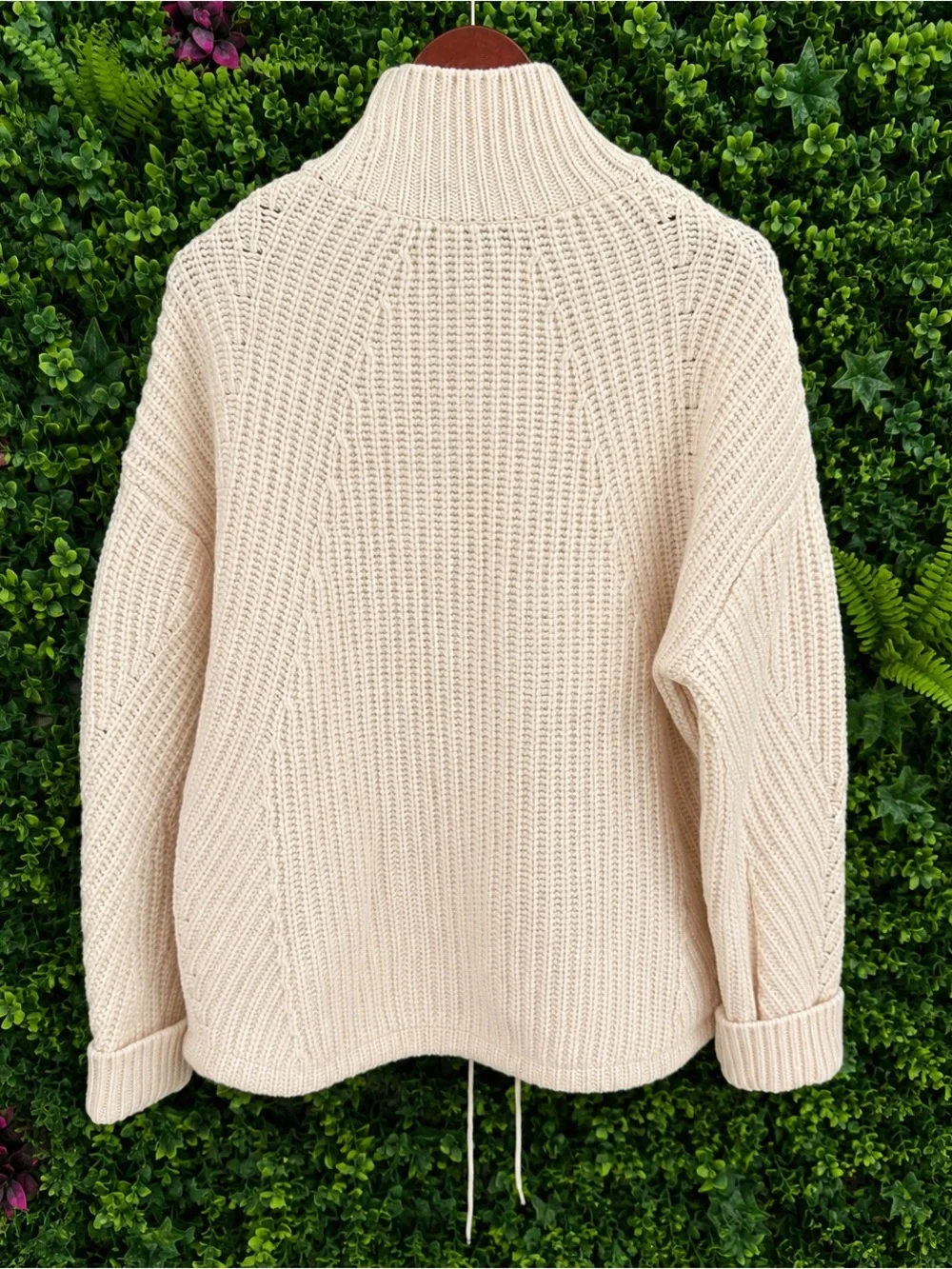 J.Crew Chunky Merino Wool Blend Funnel Neck Sweater | Cream | Size M
